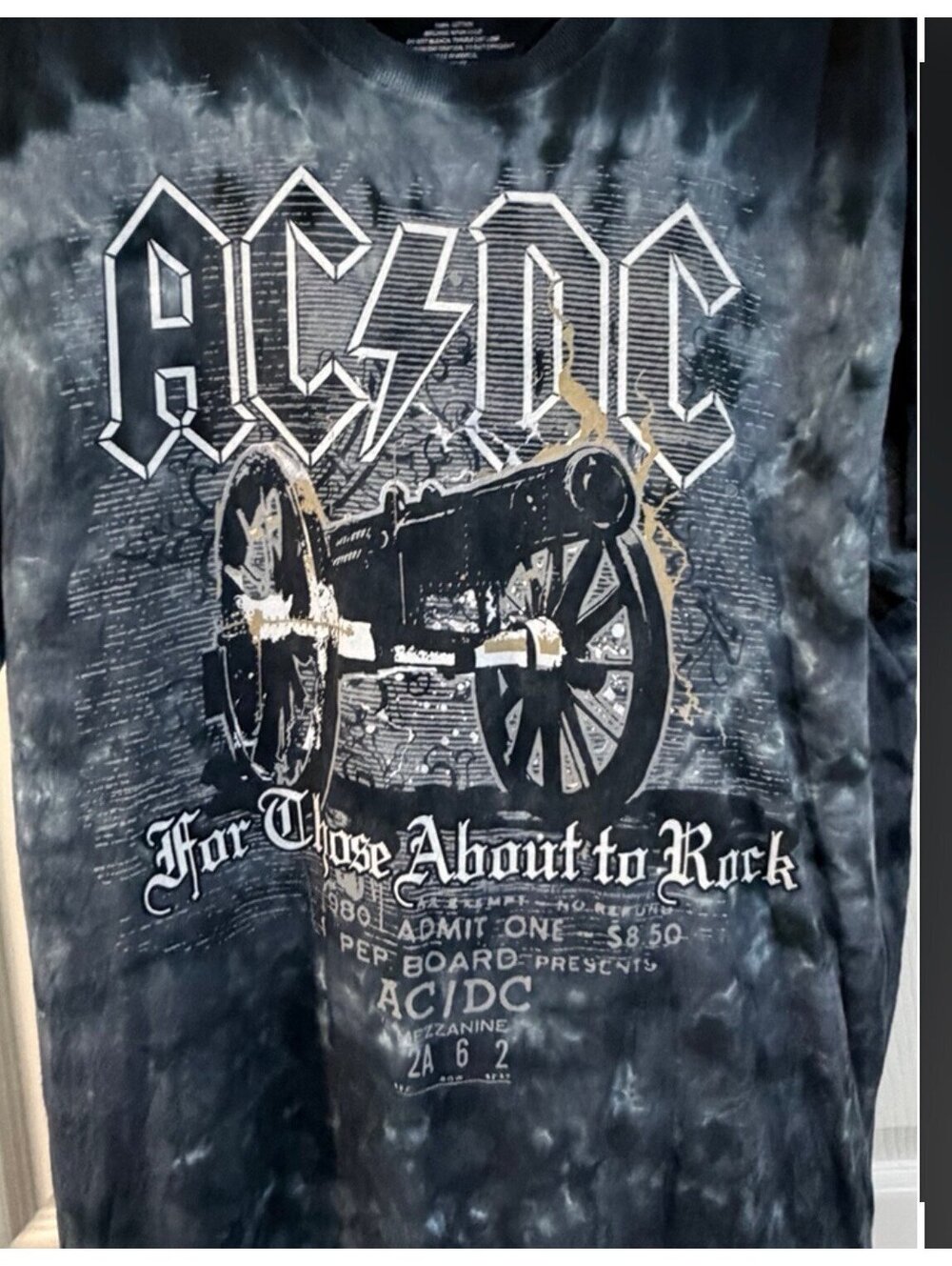 AC/DC For Those About to Rock T-Shirt SIZE XL LIQUID BLUE TIE DYE